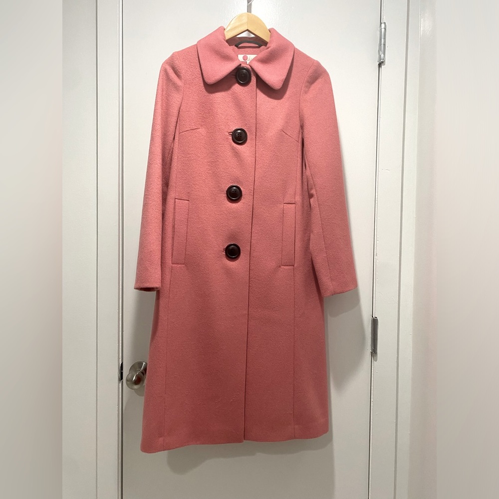 Boden dusky pink, calf-length, fully-lined wool coat